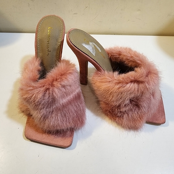 LEMONADE pink furry plush slip in stilletos size 6 - Picture 9 of 13